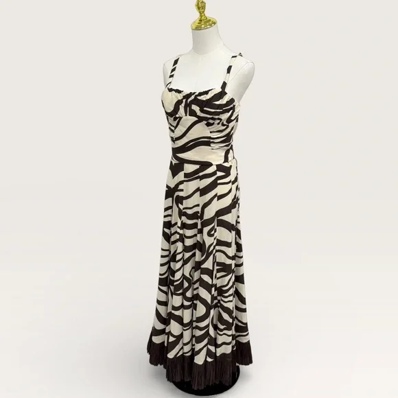 Antonio Melani MG Style Somers Linen Blend Swirl Pattern Maxi Raffia Skirt Set - Picture 6 of 16